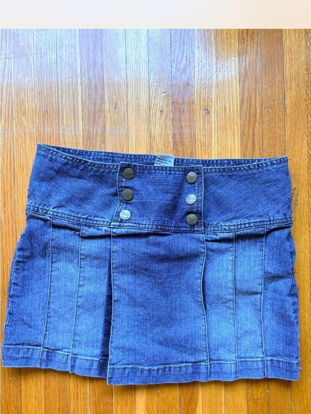 Mudd Indigo Denim Mini Skirt with Double Button Waist